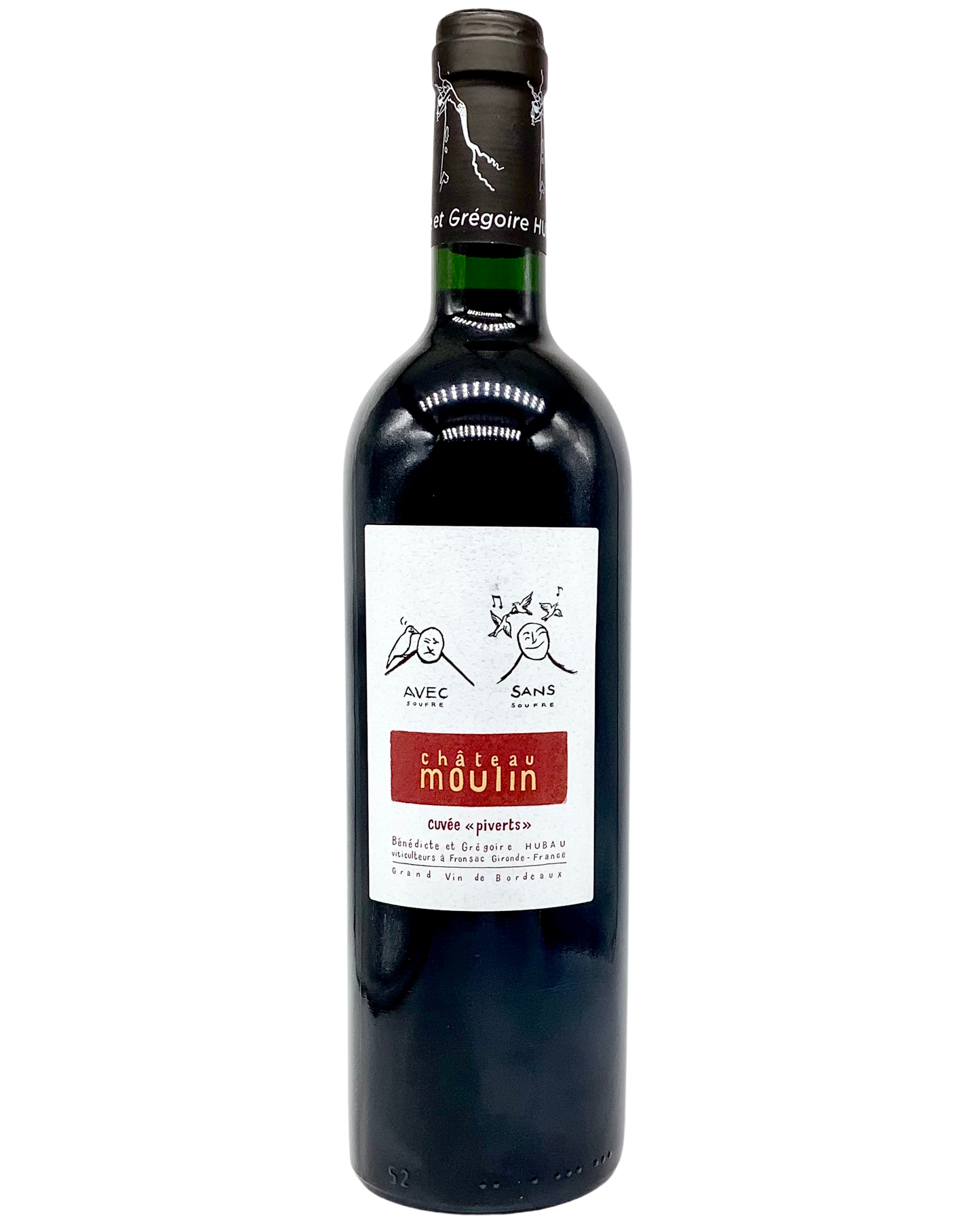 Château Moulin, Merlot "Cuvée Piverts" Fronsac, Bordeaux, France 2020 lowsulfur organic