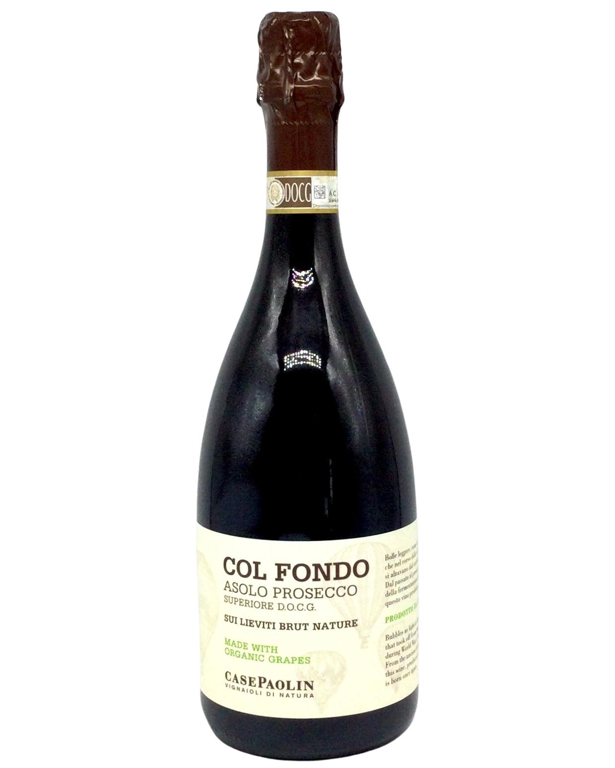 Case Paolin, Asolo Prosecco Superiore "Col Fondo" Sui Lieviti Brut Nature NV natural organic