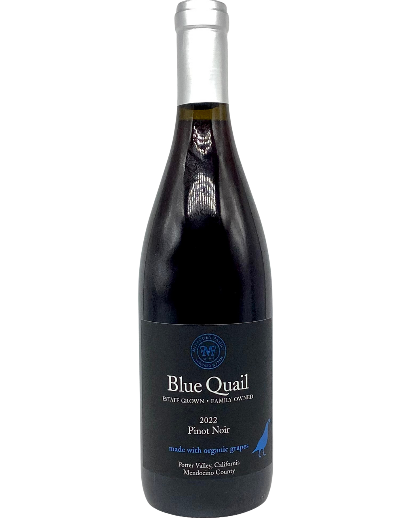 Blue Quail, Pinot Noir, Mendocino County, California 2023 certifiedorganic organic