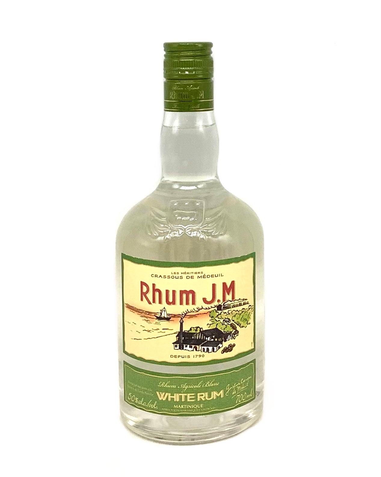 Rhum J.M White Rum "Rhum Agricole Blanc" Martinique, French West Indies 700ml