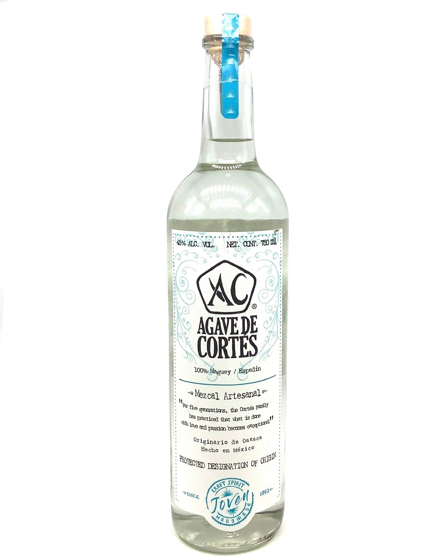 Agave de Cortés, Mezcal Artesanal Joven Espadin, Oaxaca, Mexico 750ml