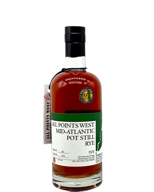 All Points West Distillery Mid-Atlantic Pot Still Rye Whiskey, Newark NJ newarrival