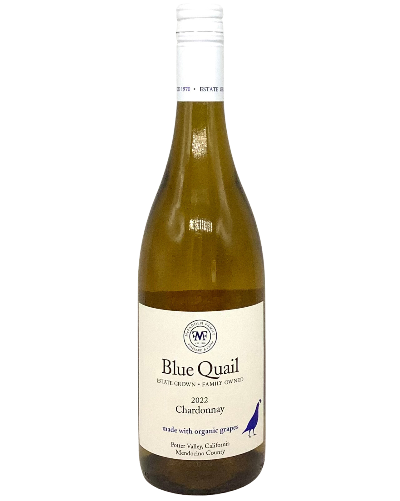 Blue Quail, Chardonnay, Mendocino County, California 2022 organic
