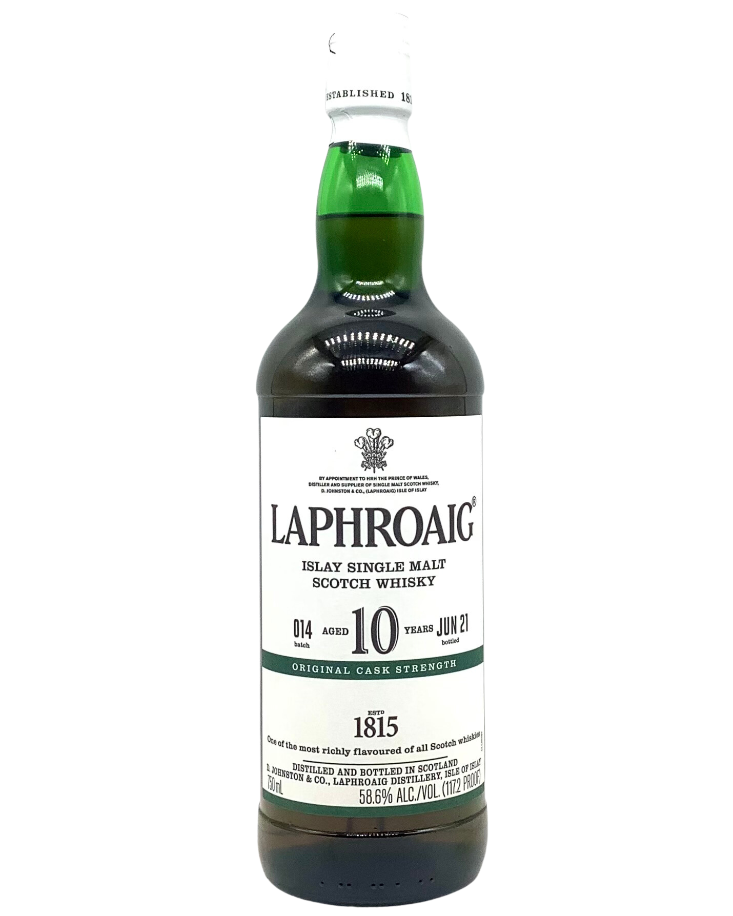 Laphroaig 10 Year Original Cask Strength Islay Single Malt Scotch 750ml