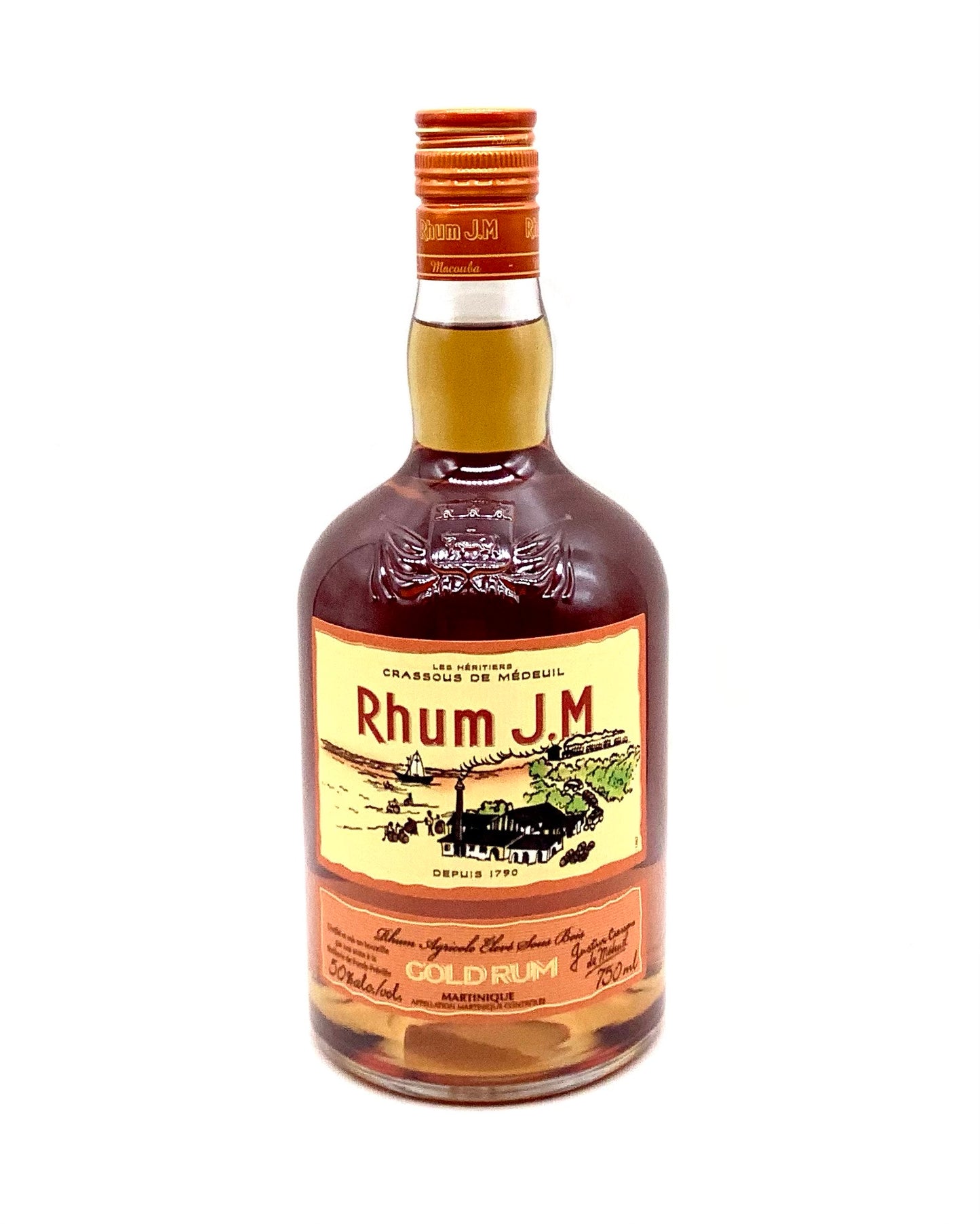Rhum J.M Gold Rum "Rhum Agricole Elevé Sous Bois" Martinique, French West Indies 700ml