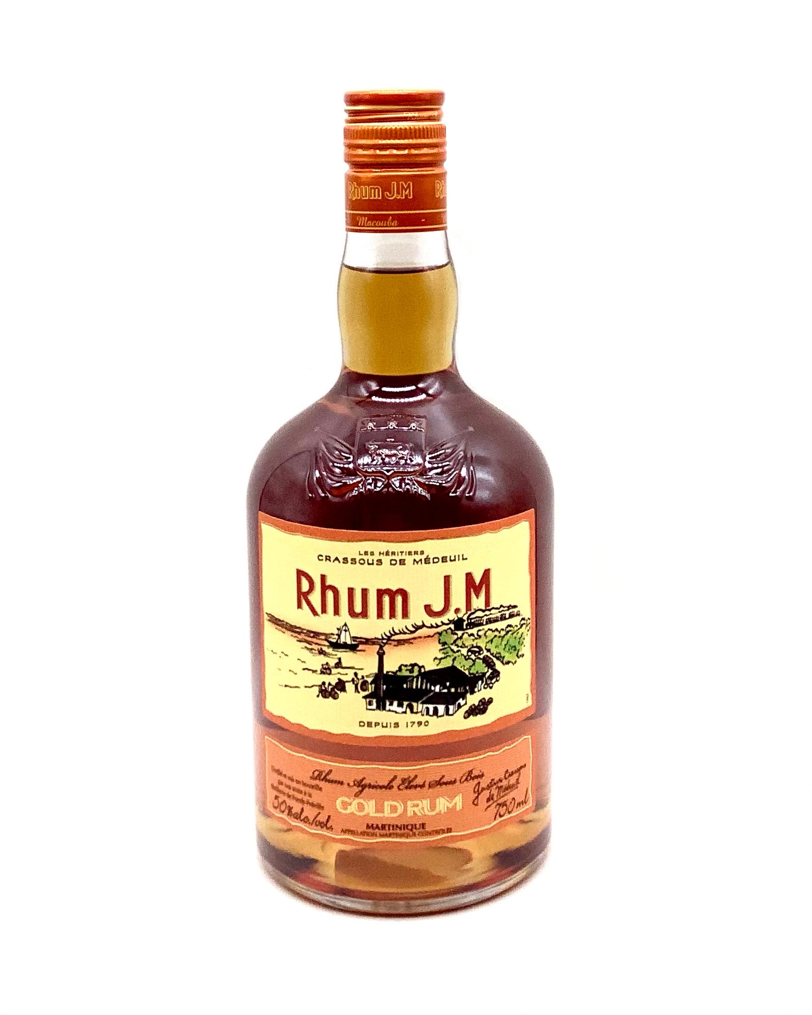 Rhum J.M Gold Rum "Rhum Agricole Elevé Sous Bois" Martinique, French West Indies 700ml