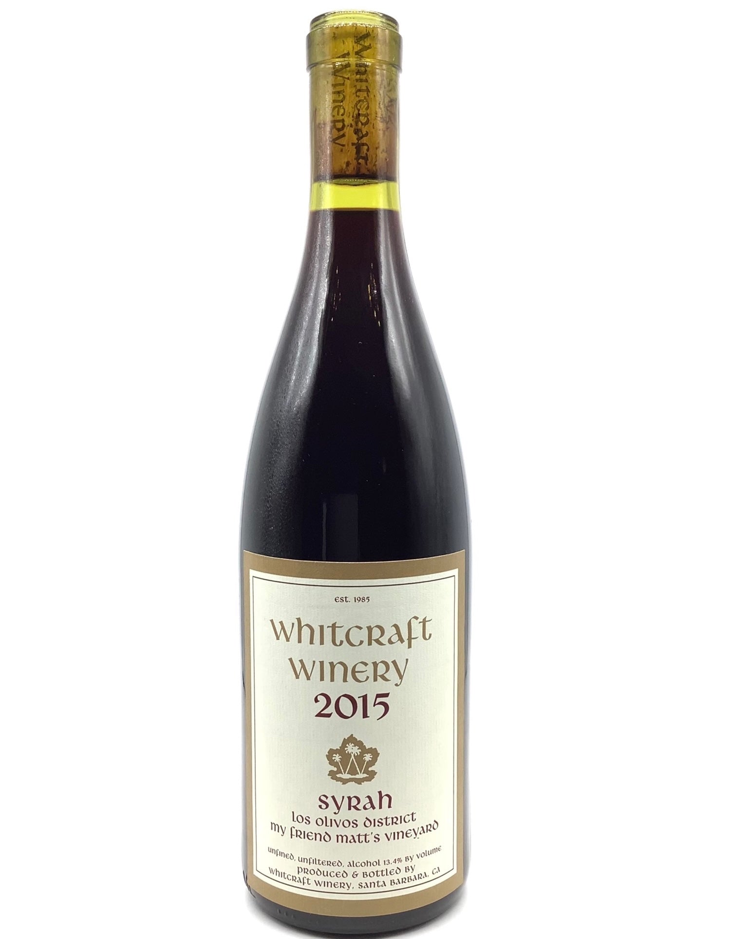 Whitcraft Winery, Syrah, My Friend Matt's Vineyard, Los Olivos, Santa Barbara, California 2015